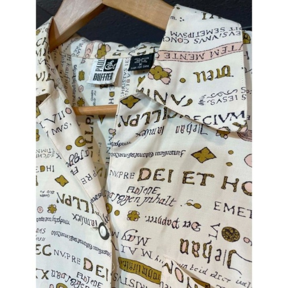 Paul Et Duffier Unique Latin Language Oversized Shirt M Statement Vintage 1980s